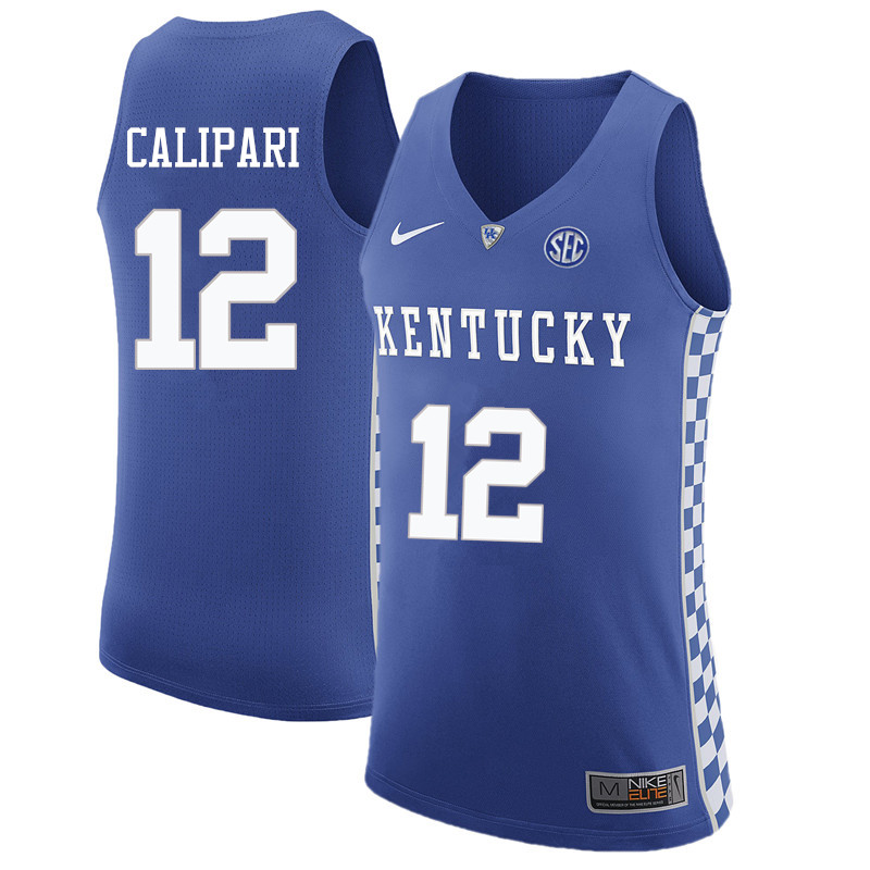 Men Kentucky Wildcats #12 Brad Calipari College Basketball Jerseys Sale-Blue - Click Image to Close